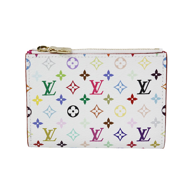 新品 未使用品　ルイ・ヴィトン×村上隆コラボ LV × TM ポルトフォイユ・リサ コンパクトウォレット モノグラム マルチカラー/ホワイト 内側ピンク M27736 LOUIS VUITTON　
