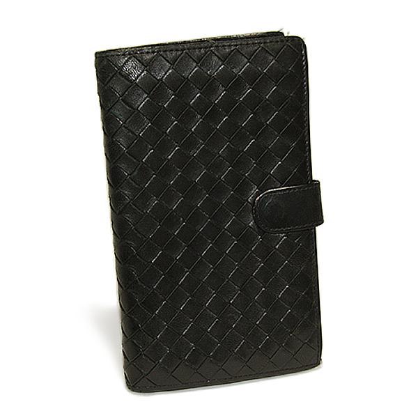ボッテガヴェネタ イントレチャート スナップボタン開閉式 二つ折り長財布 114074 V0013 中古　Bottega Veneta