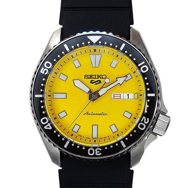 未使用 美品　セイコー5 スポーツ SKX series SBSA307 / 4R36-17K0 イエロー文字盤 自動巻き メンズウォッチ