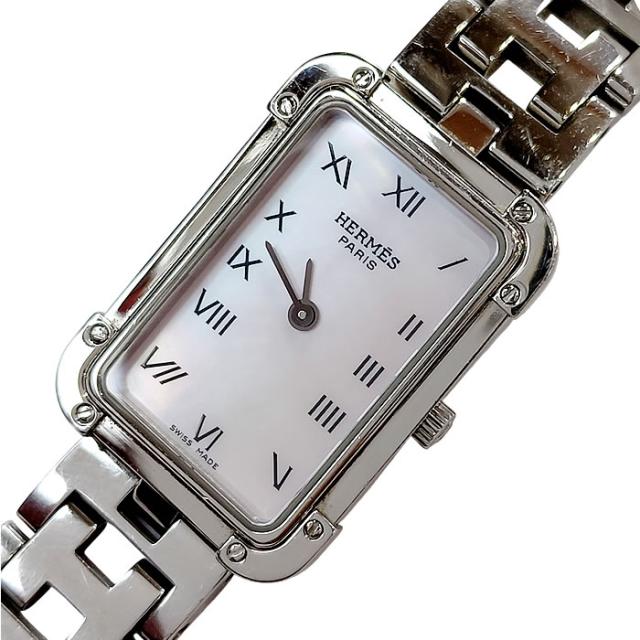 エルメス クロアジュール CR2.210 シェル文字盤 ステンレススチール クオーツ レディースウォッチ 中古 HERMES