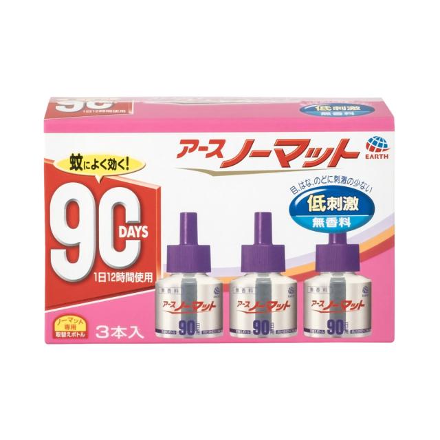 【送料込・まとめ買い×10個セット】アース製薬 アース ノーマット 取替ボトル 90日用 無香料 3本入 防除用医薬部外品