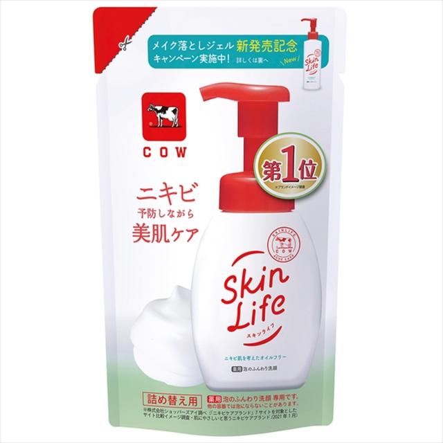 【送料込・まとめ買い×24個セット】牛乳石鹸 スキンライフ 薬用 泡のふんわり洗顔 詰め替え用 140ml