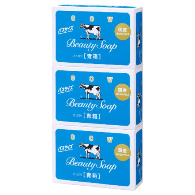 【送料込・まとめ買い×24個セット】牛乳石鹸共進社 カウブランド 青箱 バスサイズ 130g 3個パック