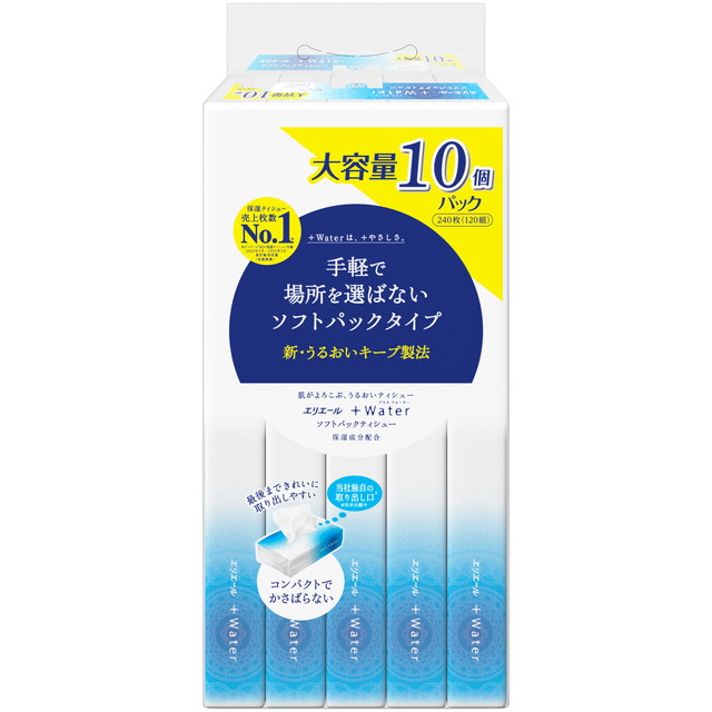 【送料込・まとめ買い×10個セット】大王製紙 エリエール +Water ソフトパック 120組×10個パック