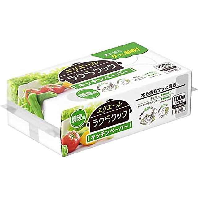 【送料込・まとめ買い×60個セット】大王製紙 エリエール ラクらクック キッチンペーパー 100組1P