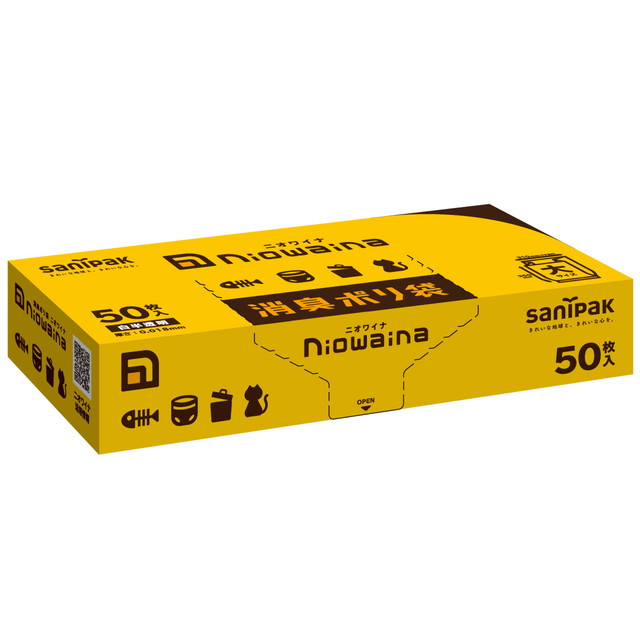 【送料込・まとめ買い×30個セット】日本サニパック SS01 ニオワイナ 消臭 ポリ袋 白 半透明 50枚入