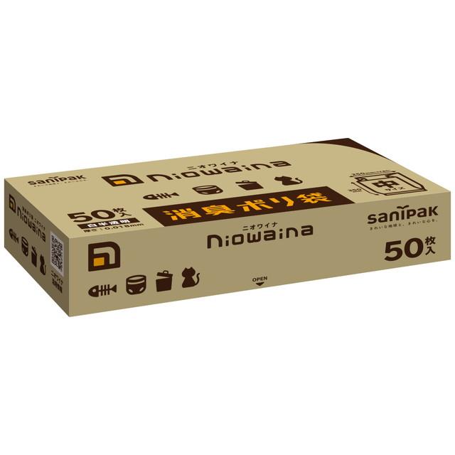【送料込・まとめ買い×30個セット】日本サニパック SS03 ニオワイナ 消臭 ポリ袋 M 箱 白半透明 50枚入