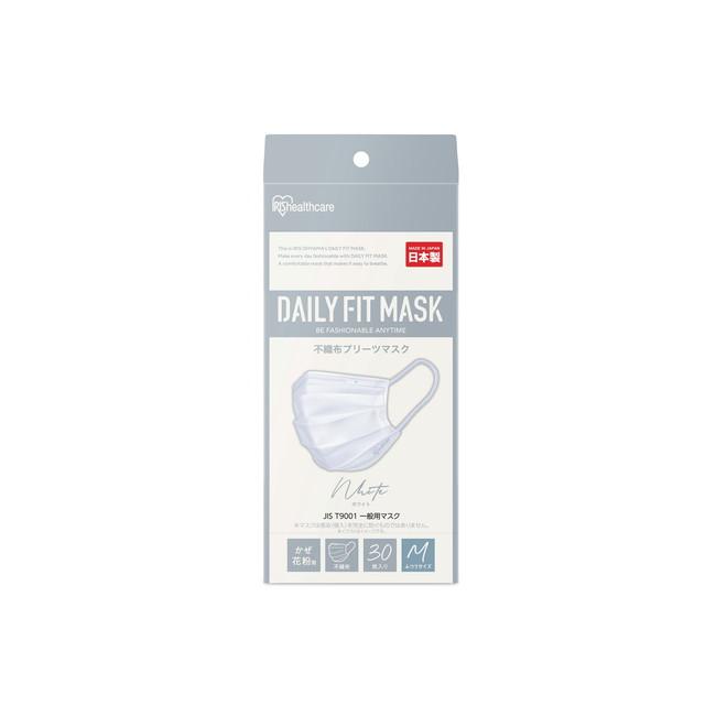 【送料込・まとめ買い×10個セット】アイリスオーヤマ DAILY FIT MASK デイリーフィットマスク プリーツ ふつうサイズ 30枚 ホワイト PN-DC30MW