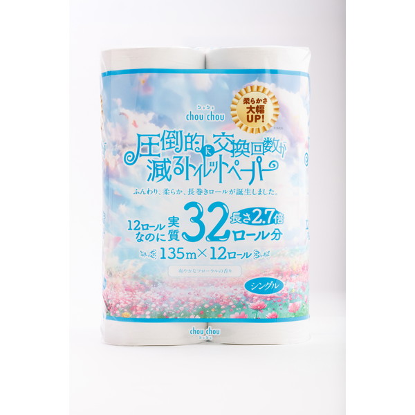【送料込・まとめ買い×6個セット】泉製紙 シュシュ 圧倒的に交換回数が減る トイレットペーパー 2.7倍巻 135m × 12ロール シングル フローラルの香り
