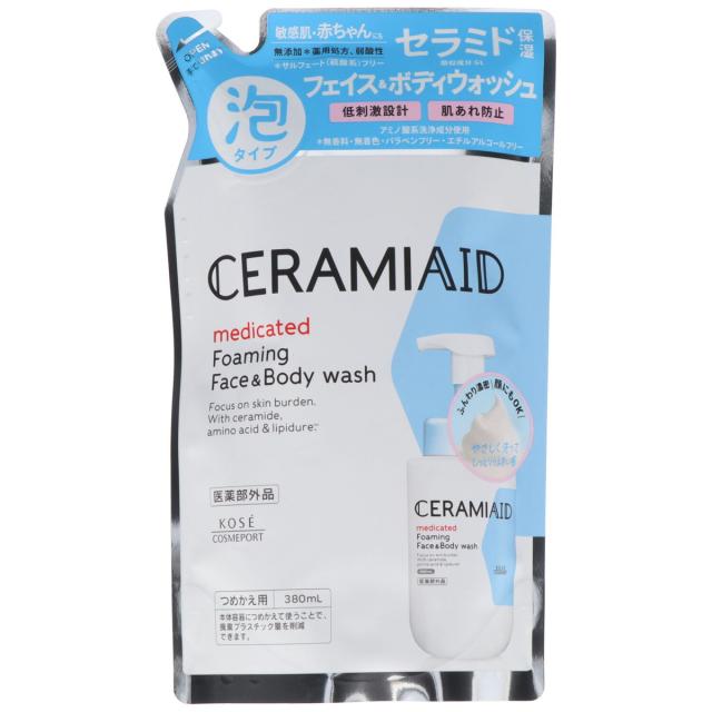 【送料込・まとめ買い×18個セット】コーセーコスメポート セラミエイド 薬用 フェイス&amp;ボディウォッシュ つめかえ用 380ml 泡タイプ