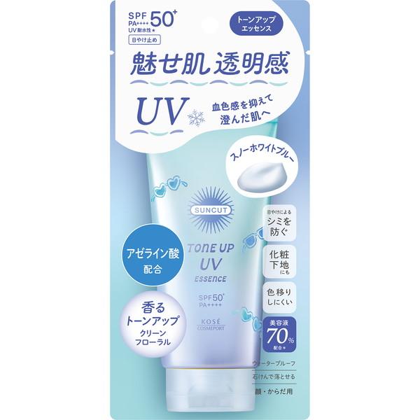 【送料込・まとめ買い×10個セット】サンカットR トーンアップUV エッセンス スノーホワイトブルー 80g SPF50+ PA++++ 日焼け止め