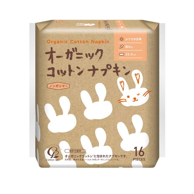 【送料込・まとめ買い×36個セット】コットンラボ オーガニック コットンナプキン 25.5cm 羽なし 16枚入