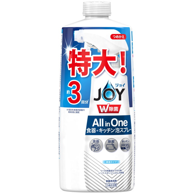 【送料込・まとめ買い×15個セット】P&amp;G 除菌 ジョイ ミラクル 泡スプレー 微香 つめかえ用 3回分 630ml 食器用洗剤
