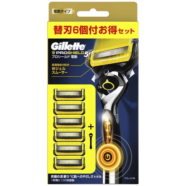 【送料込・まとめ買い×3個セット】P&amp;G ジレット プロシールド パワー 5B 電動タイプ ホルダー + 替刃 6個入