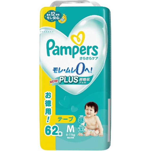 【送料込・まとめ買い×4個セット】P&amp;G パンパース さらさらケア M テープ ウルトラジャンボ 62枚入 男女共用