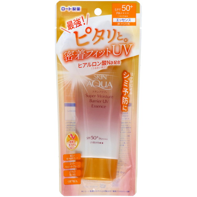【送料込・まとめ買い×10個セット】ロート製薬 スキンアクア スーパーモイスチャーバリア UV エッセンス 70g SPF50+ PA++++ UV耐水性☆☆