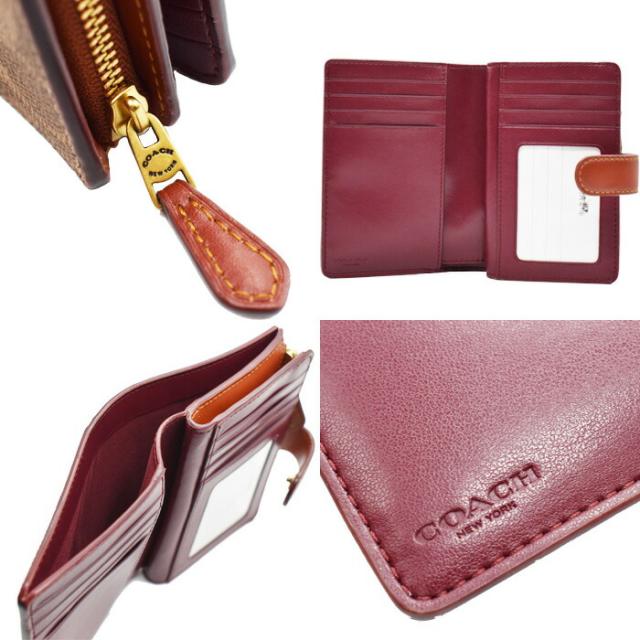 COACH コーチ 二つ折り財布 全3色 33034 ミディアム コーナー ジップ ウォレット カラーブロック シグネチャー キャンバス ミニ財布 コーチ 財布 シグネチャー 定期入れ付_2