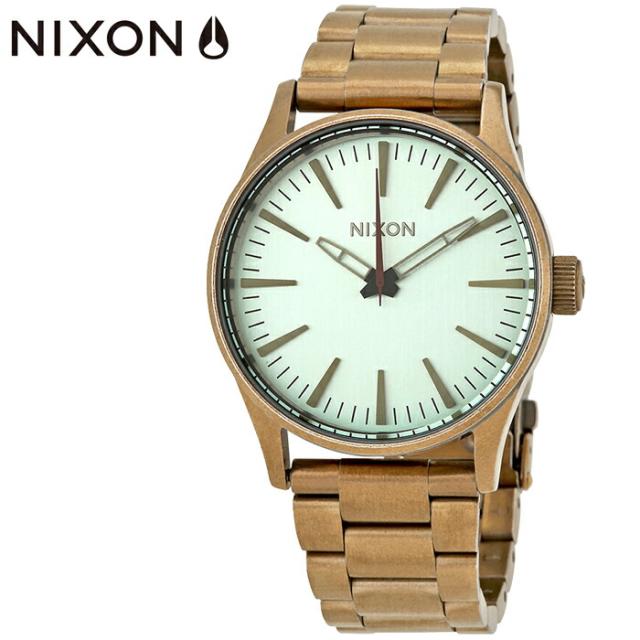 Nixon ニクソン メンズ 腕時計 38mm Sentry 38 SS ゴールド/グリーン アナログ クオーツ ステンレススチールコーティング A450 2230-00