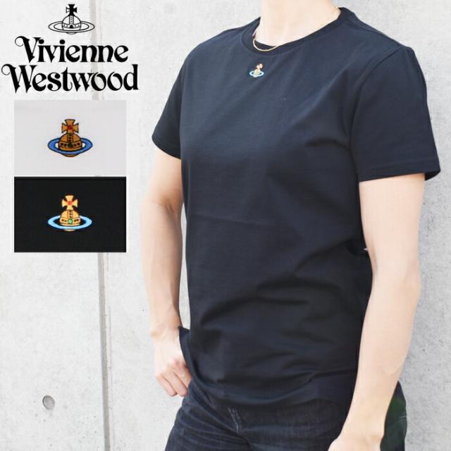 Vivienne Westwood ヴィヴィアンウエストウッド  半袖クルーネック Tシャツ 全2色 3G010017 J001M ORB PERU T-SHIRT ヴィヴィアン Tシャツ オーブ刺繍 刺繍ロゴ レディース コットン