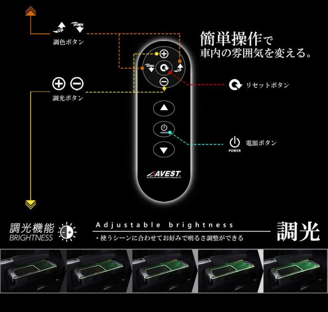 アルファード ヴェルファイア 30系 セカンドテーブル サイドテーブル 車内 LED イルミネーション 室内灯 イルミ AVEST スカイビューラウンドテーブル アンビエント AMBIENT_7