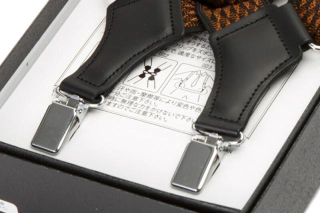 ホルスターサスペンダー（ガンタイプ サスペンダー） メンズ　本革 Ｘ  黒＆ブラウン ウェーブ柄生地（WV）　日本製_3