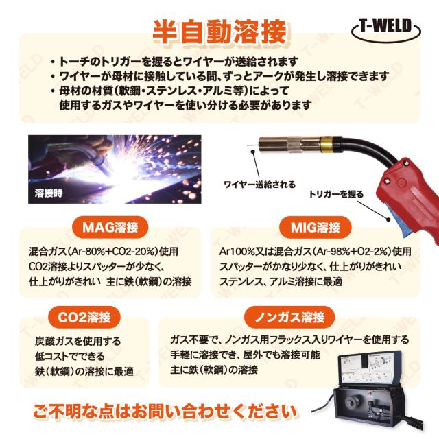 DIY 軟鋼 ノンガス 専用 半自動溶接機 TW-MIG100X インバーター IGBT制御 100V 日本専用 1台 半年間保証 軽量 1台3役 多重安全保護機能_8