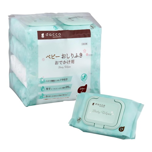 ◆6個セット/【お取り寄せ対象品】【お取り寄せ対象品】dacco(ダッコ)(ダッコ) ベビーおしりふき ふた付 おでかけ用 192枚(24枚×8個) [オオサキメディカル]