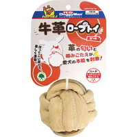【1ケース】【お取り寄せ対象品】ドギーマン 牛革ロープトイ ボール 小型犬用[ドギーマンハヤシ] *72個