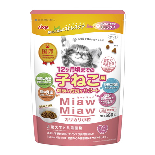 【1ケース】【お取り寄せ対象品】アイシア　ＭＭカリカリ小粒子ねこ用おにくとおさかなブレンド 580g [アイシア] *12個