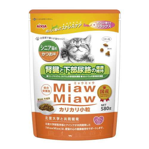 【1ケース】【お取り寄せ対象品】アイシア　ＭＭカリカリ小粒シニア猫用かつお味 580g [アイシア] *12個