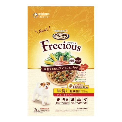 【1ケース】【お取り寄せ対象品】グラン・デリ Frecious 早食い軽減設計 チキン＆ビーフ入り 2kg [ユニ・チャーム] *4個