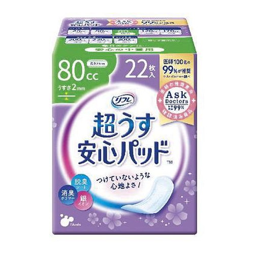◆24個セットリフレ 安心パッド 超うす 安心の中量用 80CC 22枚入*1ケース