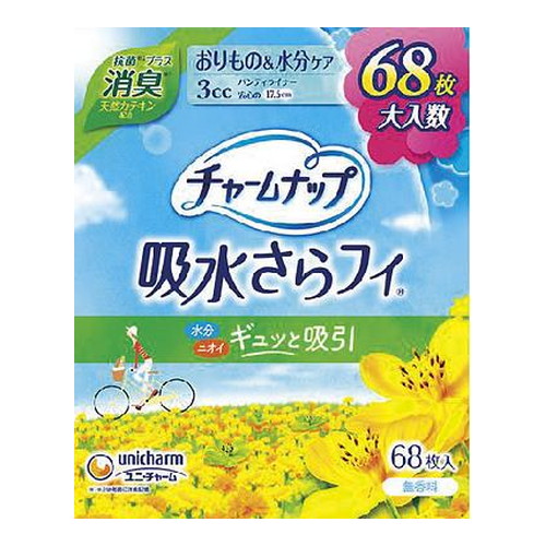 ◆18個セットチャームナップ 吸水さらフィ 3cc 無香料 消臭タイプ パンティライナー 17.5cm (軽い尿モレの方) 68枚[ユニ・チャーム]*1ケース