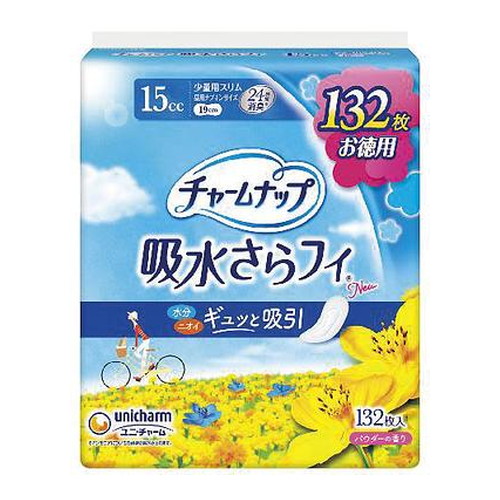 ◆5個セット/チャームナップ 吸水さらフィ 15cc 少量用 昼用ナプキンサイズ 19cm (軽い尿モレの方) 132枚[ユニ・チャーム]