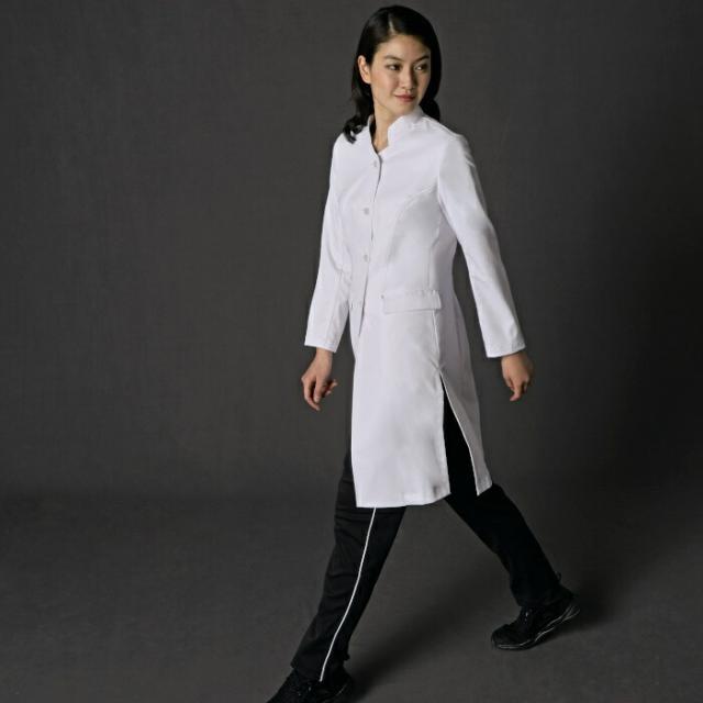 【ウイルス対策】 制菌 赤SEK SEKマーク KOSHINO JUNKO レディースドクターコート JK113-11 白衣 女性 診察衣 医療用 医師 薬剤師 医療 薬局 実験衣 診療衣 医務衣 テーラード おしゃれ ブランド スタンドカラー_7