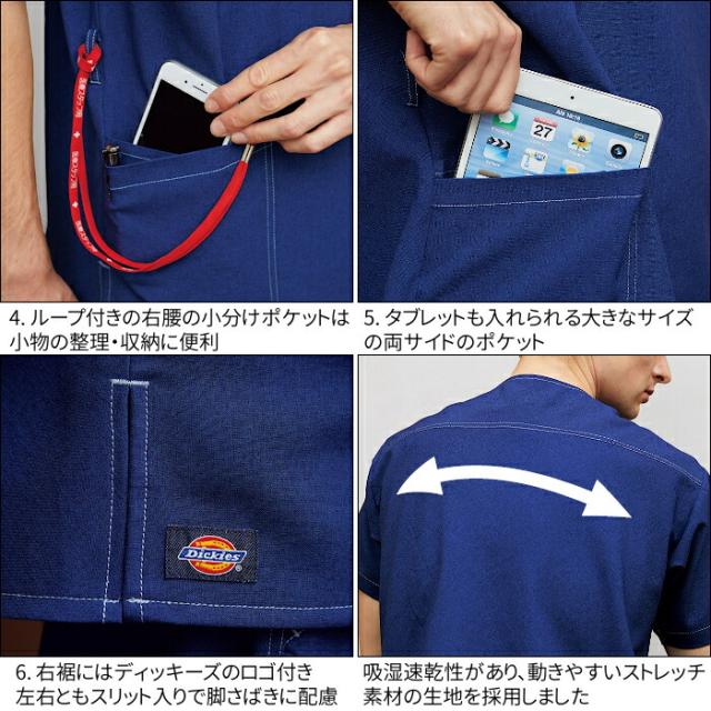 ディッキーズ 看護師 白衣 スクラブ Dickies 医療用 フォーク 上下セット パンツ 白衣 医療 7061SC 5022SC デニム調| ユニフォーム 半袖 男女兼用 ユニセックス 大きいサイズ 医師 メンズ レディース 男性 女性 介護服 手術着 制服 男性用 folk_5