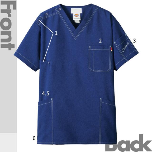 ディッキーズ 看護師 白衣 スクラブ Dickies 医療用 フォーク 上下セット パンツ 白衣 医療 7061SC 5022SC デニム調| ユニフォーム 半袖 男女兼用 ユニセックス 大きいサイズ 医師 メンズ レディース 男性 女性 介護服 手術着 制服 男性用 folk_3