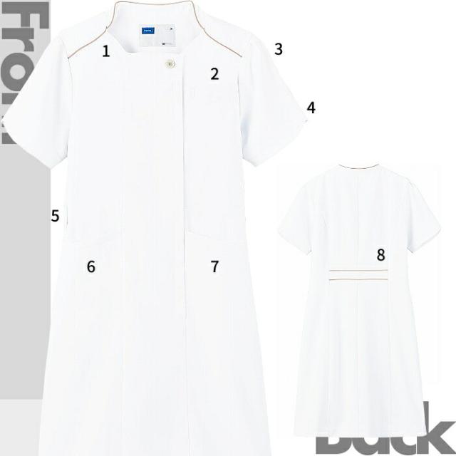 看護師 白衣 ワンピース WH12200 上品 WHISeL| ユニフォーム 女性用 大きいサイズ 医療 介護 制服 施術 看護 病院 ナース おしゃれ_2