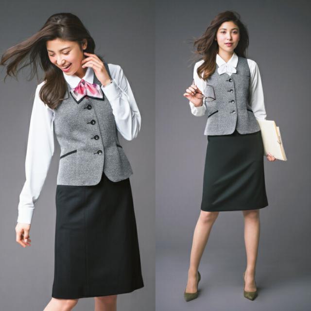 ベスト ニット 事務服 EAV-717| ストレッチ 伸縮 コンフォート ユニフォーム 制服 オフィス 事務制服 ビジネス 会社 OL 事務 ユニホーム 事務員 オフィスユニフォーム オフィス制服 オフィスウェア レディス 女性