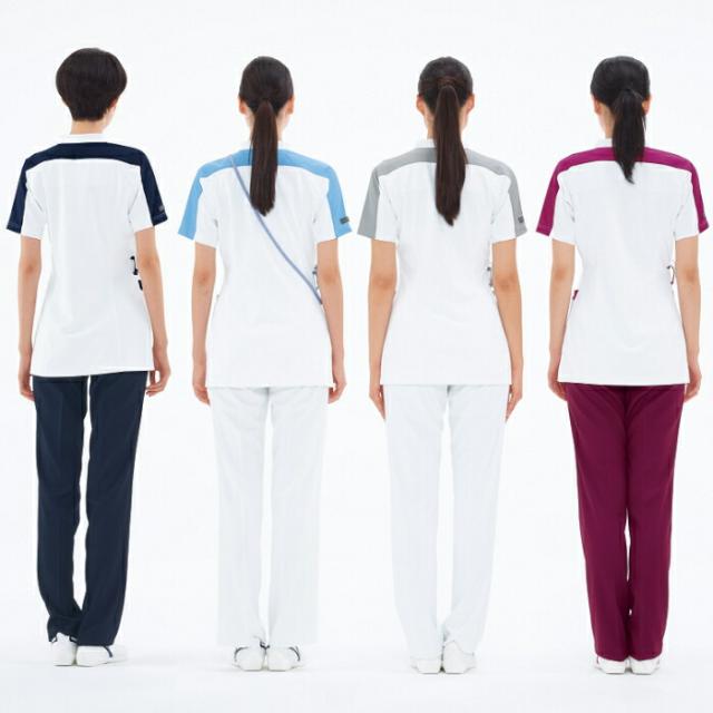 看護師 白衣 スクラブ 医療用 女性 LX4077 ナガイレーベン 女性用 スクラブ 襟付き | レディース ナース 看護師 看護 介護 介助 女性 大きいサイズ 前開き 病院 クリニック 医院 マッサージ 鍼灸 整骨 整体 接骨_2