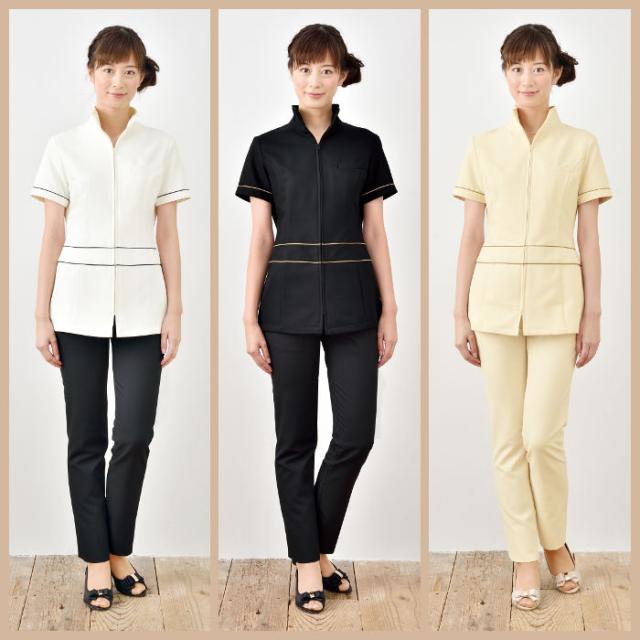 エステ ユニフォーム E-3096 レディース ジャケット サロンユニフォーム 制服 shirota| 白衣 女性用 エステユニフォーム チュニック 半袖 サロン エステサロン エステユニホーム シロタ エステティック 病院_6