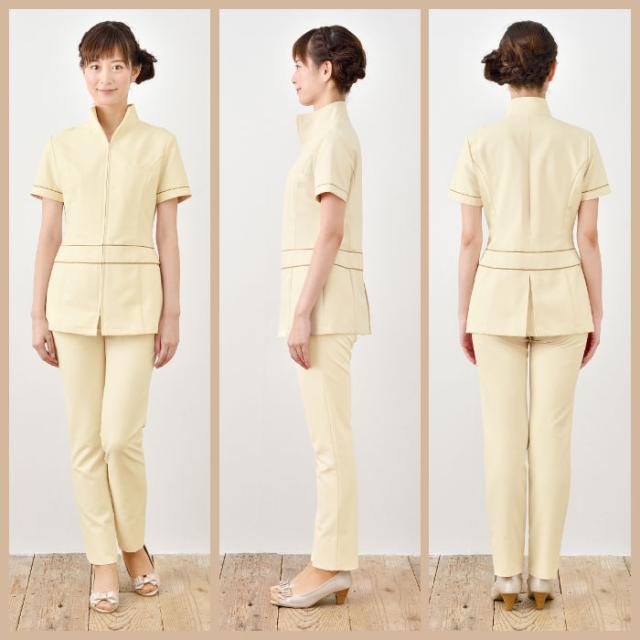 エステ ユニフォーム E-3096 レディース ジャケット サロンユニフォーム 制服 shirota| 白衣 女性用 エステユニフォーム チュニック 半袖 サロン エステサロン エステユニホーム シロタ エステティック 病院_7