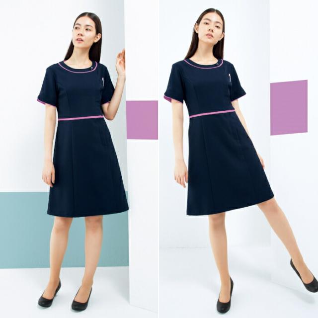 エステ ユニフォーム 3019SC ワンピース 病院 | ユニフォーム 制服 受付 案内 インフォメーション 医療事務 ビジネス クリニック 医院 エステ サロン ヒーリング レディス 女性_1