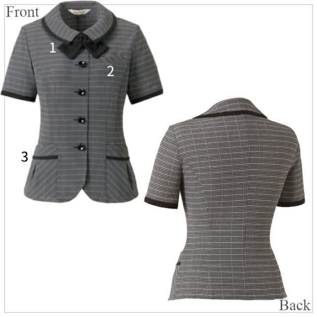 オーバーブラウス 26500 事務服 夏 | ユニフォーム 制服 オフィス 事務制服 受付 ボーダー リボン ビジネス 会社 ユニホーム 仕事着 レディス 女性 enjoie ジョア