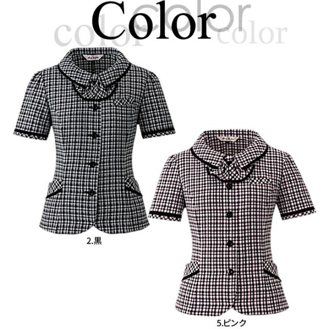 【大きいサイズ】オーバーブラウス 26530 事務服 夏 | ユニフォーム 制服 オフィス 事務制服 受付 UVカット 透けにくい リボン ビジネス 会社 ユニホーム 仕事着 レディス 女性 enjoie