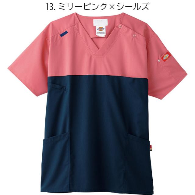 ディッキーズ スクラブ 白衣 医療用 上下セット おしゃれ フォーク 7040SC 5017SC Dickies 男女兼用 医師 介護 | ユニフォーム 半袖 レディース 女性 ナース服 女性用 医療 メンズ 男性 おしゃれ 介護服 綿 ポリ_2