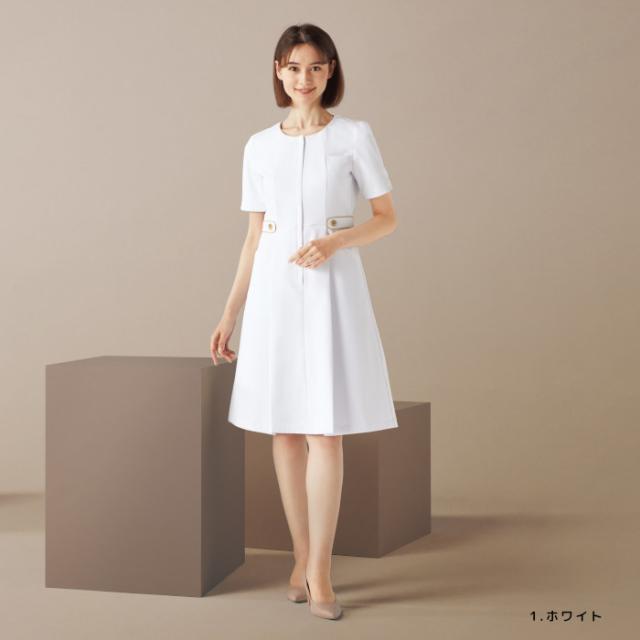 ワンピース エステ ユニフォーム 美容クリニック 審美歯科 受付 白衣 女性 着やすい 3025SC_1
