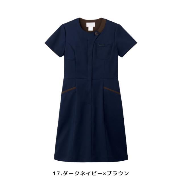ワンピース エステ ユニフォーム 美容クリニック 審美歯科 受付 白衣 女性 着やすいAライン 3026SC_5