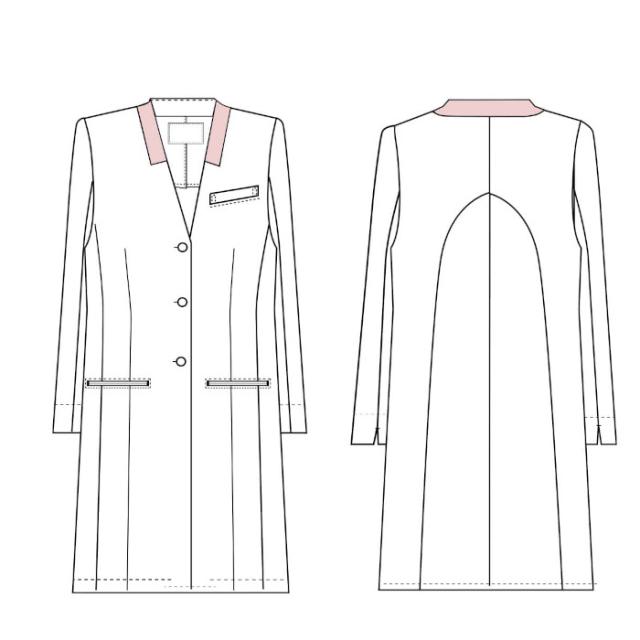 ワコール 白衣 ドクターコート スリム レディース 女性用 ノーカラー おしゃれ シングル 医療用 実験用 長袖白衣 ユニフォーム 医師 大きいサイズ 薬剤師 栄養士 医療用 wacoal HI404 HIcollection_7