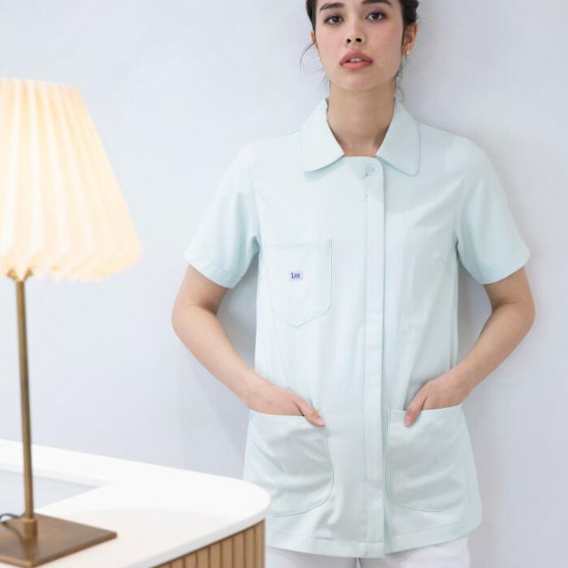 白衣 Lee リー レディース ジャケット 女性 ストレッチ おしゃれ かわいい ユニフォーム 病院 制服 介護士 ユニホーム 医師 大きいサイズ 看護師 医療 介護服 クリニック メディカル_1